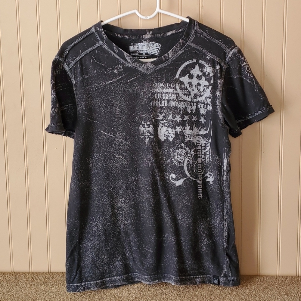 Mens Machine brand tee size small black gray
